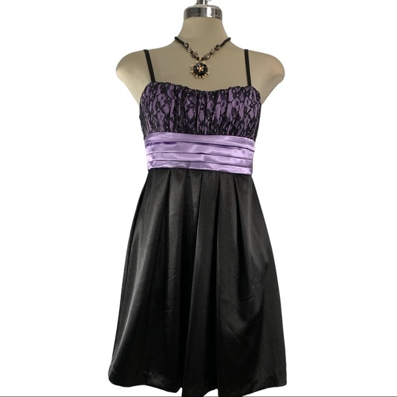 BWear purple and black Satin Fit Flare Dress Size9 - Picture 6 of 8